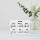 2028年52週間カレンダー(Janz Business Cards) 名刺 (スタンド正面)