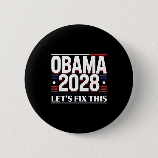 2028年 バラク・オバマ大統領 愛国民主党 缶バッジ (正面)