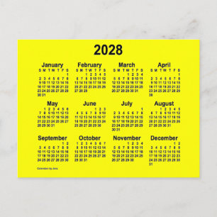 2028年 ヤンズのイエロー ミニカレンダー ポストカード