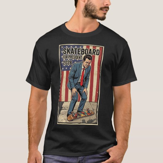 2028年 大統領 skateboard tシャツ (正面)