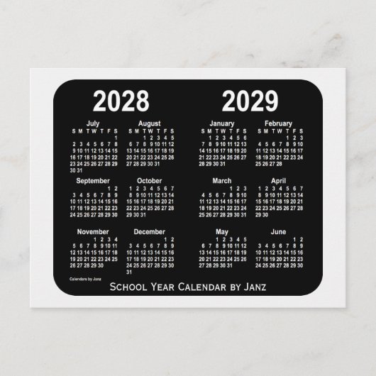 2028年～2029年Smokey Neon School Year Calendar by Jan ポストカード (正面)