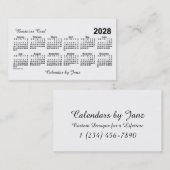 2028白カレンダーby Janz 名刺 (正面/裏面)