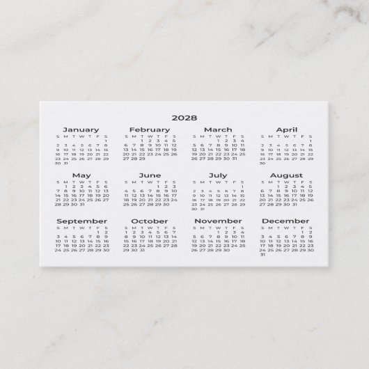 2028財布サイズカレンダー名刺 名刺 (正面)