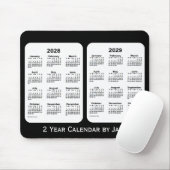 2028-2029 Black and White 2 Year Calendar by Janz マウスパッド (マウス)