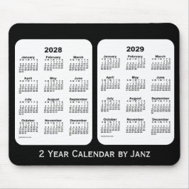 2028-2029 Black and White 2 Year Calendar by Janz マウスパッド