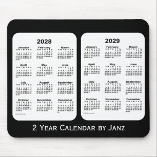 2028-2029 Black and White 2 Year Calendar by Janz マウスパッド
