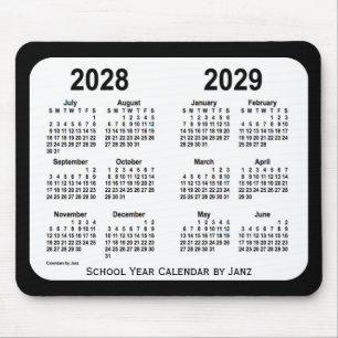 2028-2029 Janz著白黒学校のカレンダー マウスパッド