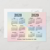 2028-2029 Rainbow Cloud School Calendar by Janz ポストカード (正面/裏面)
