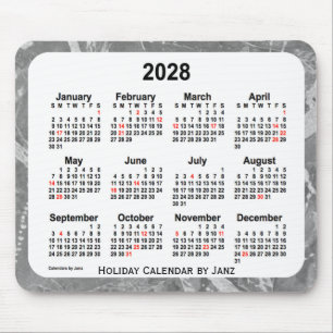 2028 Janzのマウスパッドによる銀製の休日の芸術のカレンダー マウスパッド