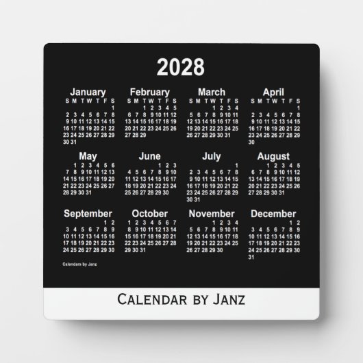 2028 Neon White Desk Calendar by Janz フォトプラーク (正面)