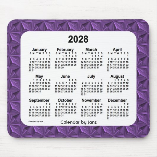 2028 Purple Diamonds Calendar by Janz Mouse pad マウスパッド (正面)
