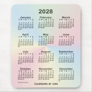 2028 Rainbow Cloud Calendar by Janz マウスパッド