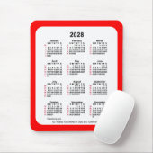 2028 Red 52週間ISOカレンダーby Janz Two Tone マウスパッド (マウス)