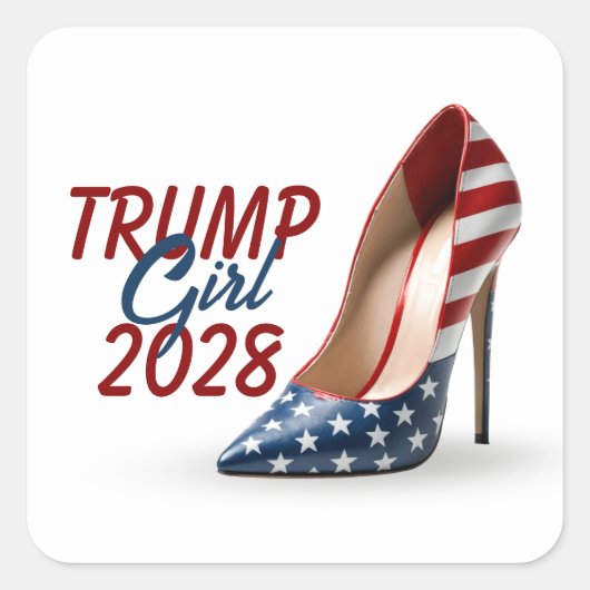 2028 TRUMP GIRL FLAGハイヒールシューズ スクエアシール (正面)