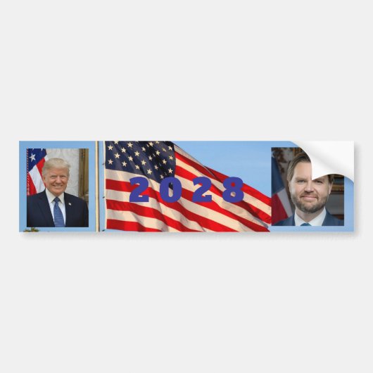 2028 Trump Vance bumper sticker flag background バンパーステッカー (正面)