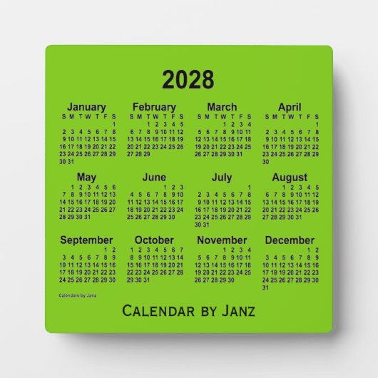 2028 Yellow Green Desk Calendar by Janz フォトプラーク (正面)