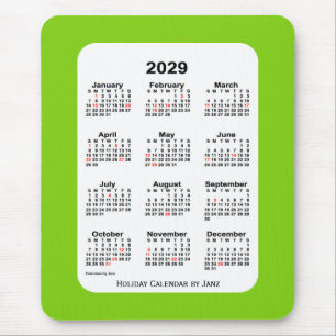 2029ホリデーイエローグリーンカレンダーバイジャンツ マウスパッド