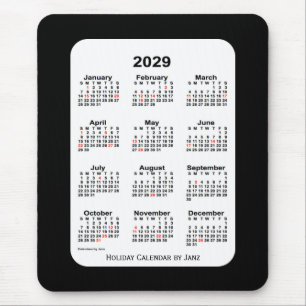 2029ホリデーツートーンブラックカレンダーバイジャンツ マウスパッド