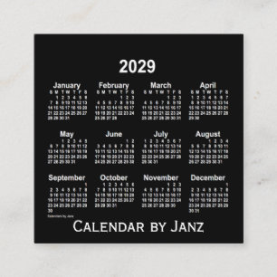 2029年ネオンホワイトカレンダーバイジャンツ スクエア名刺