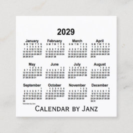 2029年ホワイトカレンダー（Janz Square名刺） スクエア名刺
