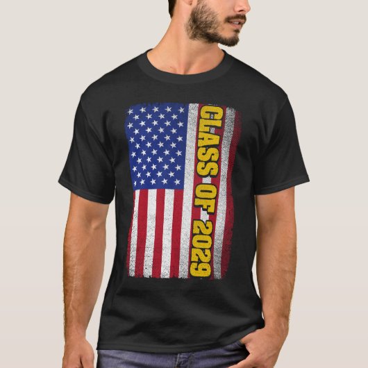 2029年米国州旗の卒業式クラス Tシャツ (正面)