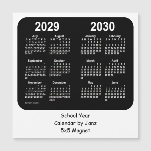2029-2030ジャンスによる白黒の学校カレンダー (正面)