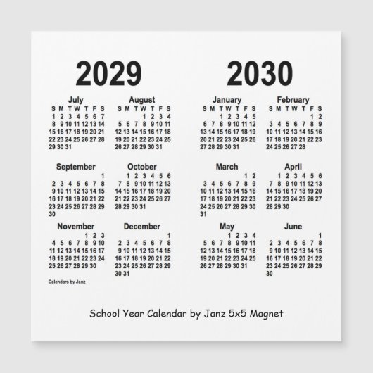 2029-2030ホワイトスクール年カレンダーby Janz (正面)
