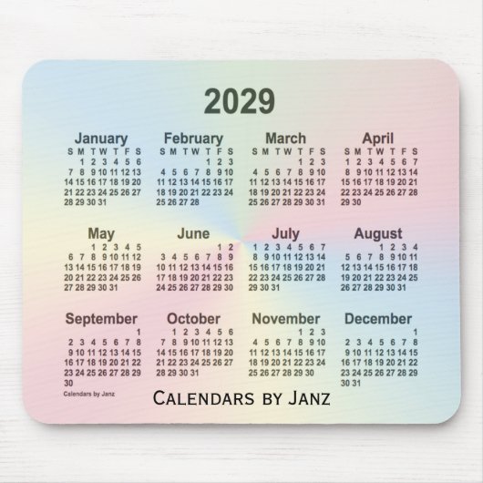 2029 Rainbow Cloud Calendar by Janz マウスパッド (正面)