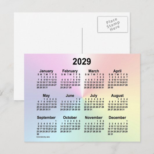 2029 Rainbow Cloud Mini Calendar/ Janz ポストカード (正面/裏面)