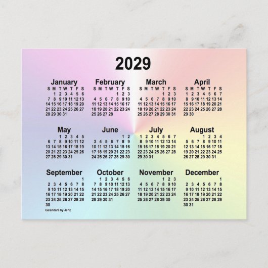 2029 Rainbow Cloud Mini Calendar/ Janz ポストカード (正面)