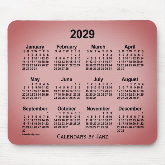 2029 Sangria Grey Calendar by Janz Mouse pad マウスパッド (正面)