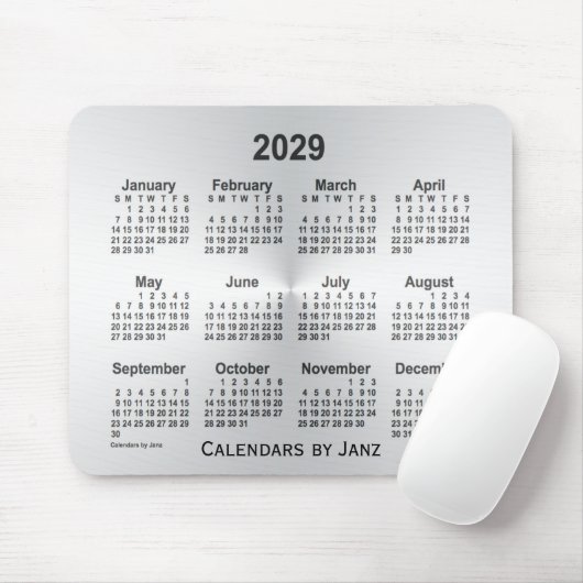 2029 Silver Calendar by Janz Mouse pad マウスパッド (マウス)
