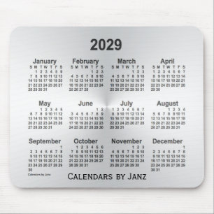2029 Silver Calendar by Janz Mouse pad マウスパッド