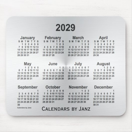 2029 Silver Calendar by Janz Mouse pad マウスパッド (正面)