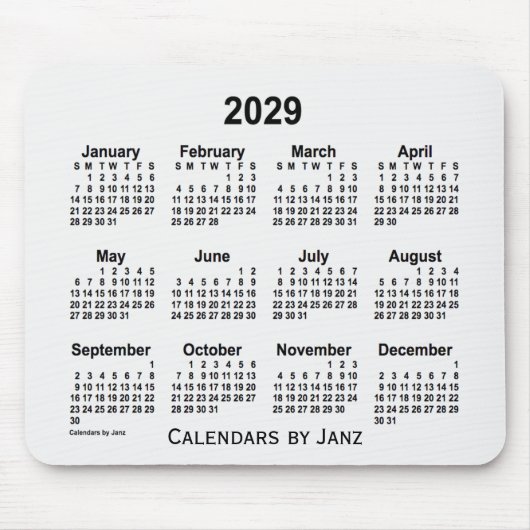 2029 White Smoke Calendar by Janz Mouse pad マウスパッド (正面)