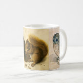 202.うさぎ（若うさぎ），リスとフクロウ コーヒーマグカップ (正面右)