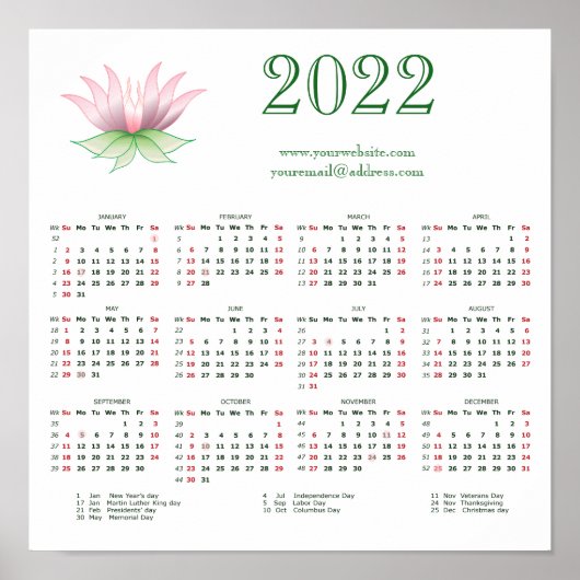 202 のビジネス カレンダー、ロゴ、ウェブサイトを追加 ポスター (正面)