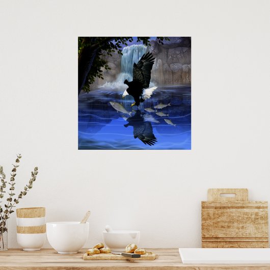 202.ワシと滝 ポスター (キッチン)