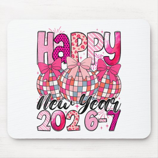 202-67年あけましておめでとうミームかわいいコケッティーNKリボン ディ マウスパッド (正面)