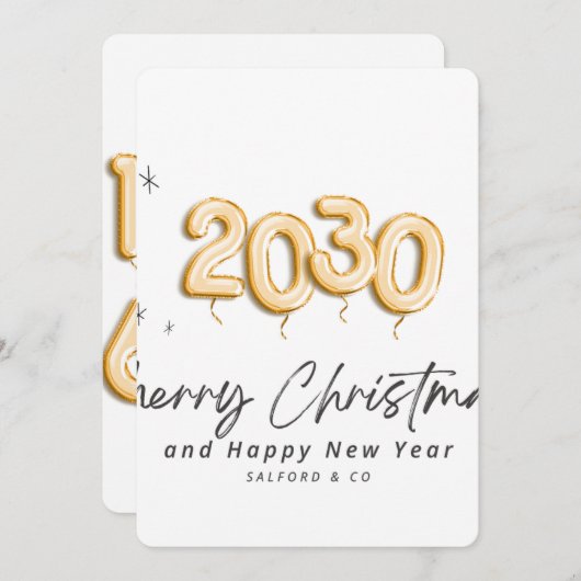 2030メリークリスマスと年末年始のホリデーカード シーズンカード (正面/裏面)