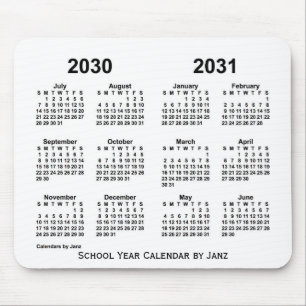 2030年~2031年度の白人学年暦(1月) マウスパッド