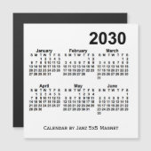 2030白6ヶ月カレンダーby Janz 5x5マグネット (正面/裏面)