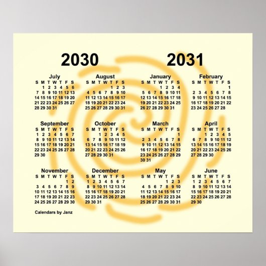 2030-2031年 サニー・デイズ学園 年間カレンダー（ジャン著） ポスター (正面)