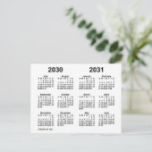 2030-2031 ホワイト学年度カレンダー(ジャン著) ポストカード (スタンド正面)