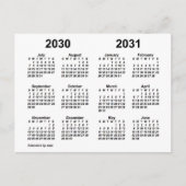2030-2031 ホワイト学年度カレンダー(ジャン著) ポストカード (正面)