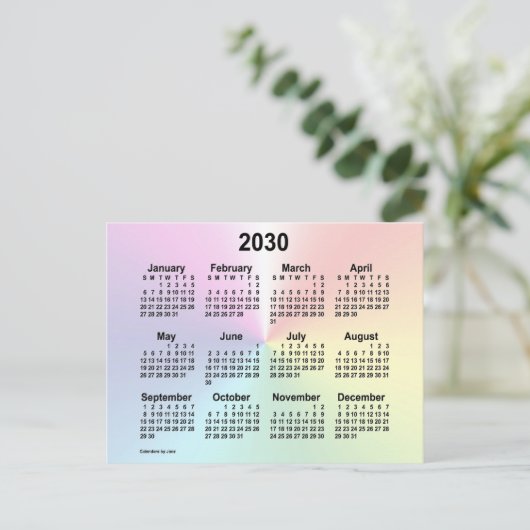 2030 Rainbow Cloud Mini Calendar by Janz ポストカード (スタンド正面)