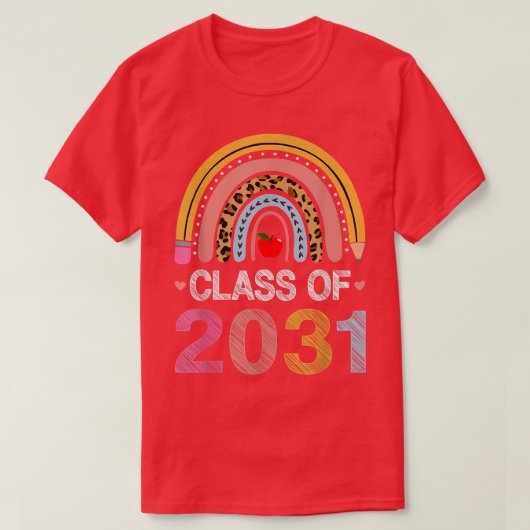 2031年レインボーレオパード大学院PreK Kinderクラス Tシャツ (デザイン正面)