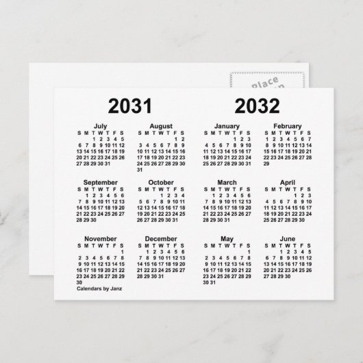 2031年～2032年白学年予定表 ポストカード (正面/裏面)