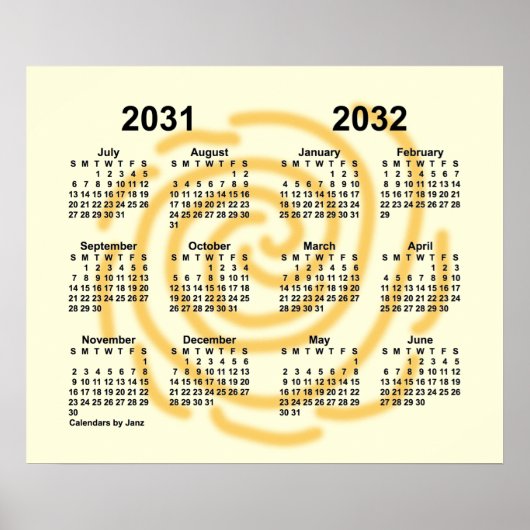 2031-2032年 晴天の日 学校カレンダー by Janz ポスター (正面)