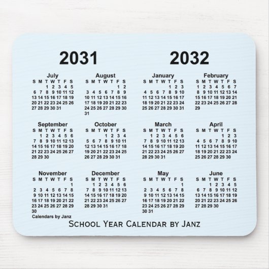 2031-2032 Alice Blue School Year Calendar by Janz マウスパッド (正面)